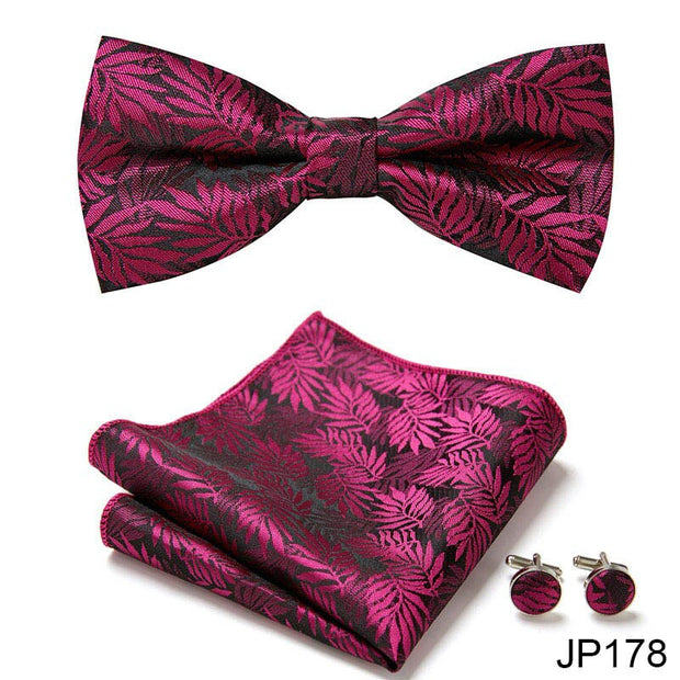 New Paisley  Bow Tie for men Wedding Bowtie Handkerchief Cufflink Set