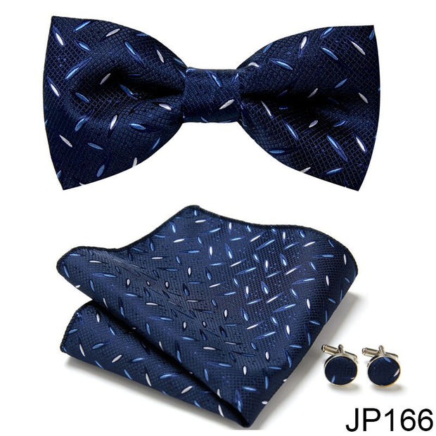 New Paisley  Bow Tie for men Wedding Bowtie Handkerchief Cufflink Set