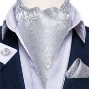 DiBanGu Men Luxury Silk Ascot Tie Cravat Tie Handkerchief Cufflinks 3pcs Set