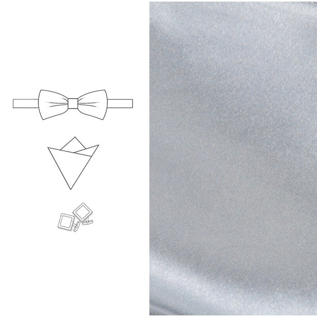 Men Bowtie Cufflinks Cravat Set Solid Butterfly Ties