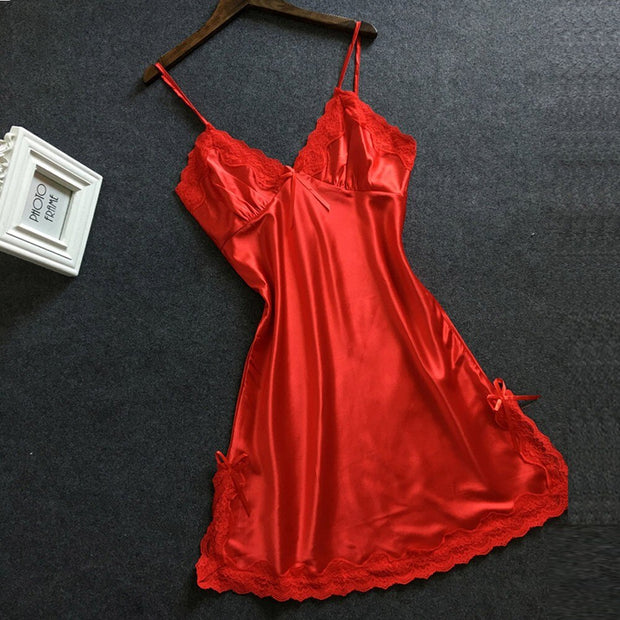 Floral Lace V-neck Strap Night Dress Sexy Woman Nightgown