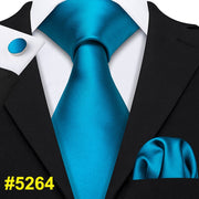 LS-5090 New Mens Ties Handkerchief Set 11 Colors Solid Silk Ties For Men