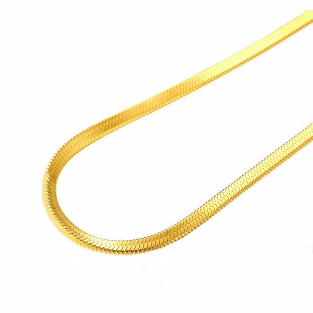 Fashion 24k Gold Necklace 4mm 16/18/20 Inch Blade Necklace Snake Bone