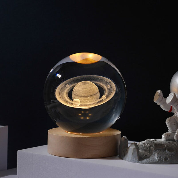 Luminous crystal ball tabletop ornament solar system moon decoration
