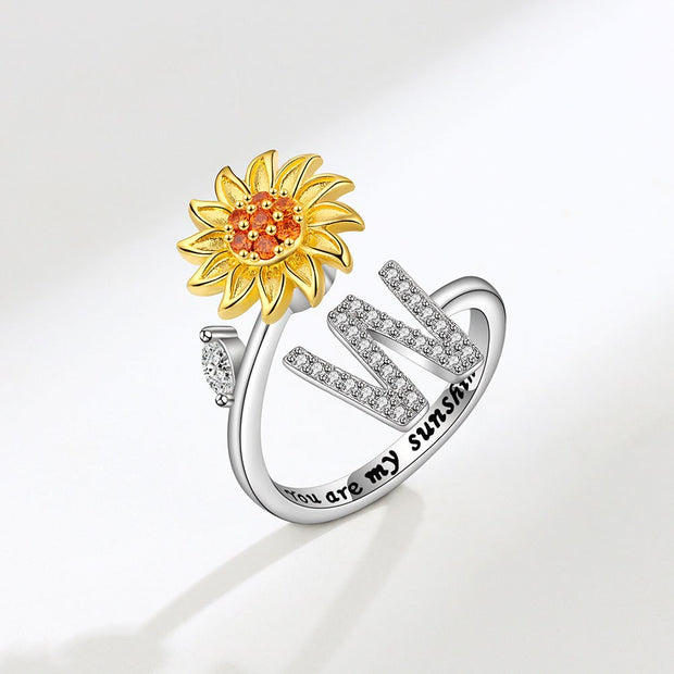 You Are My Sunshine Spinner Sunflowe Rings For Women Fidget Anti Stress