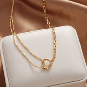 New In Trend Stainless Steel Double Layer Bead Annulation Pendant Necklaces