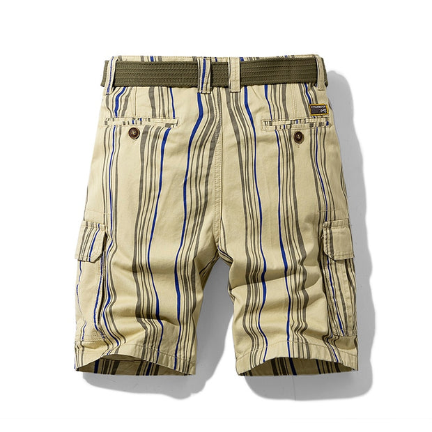 Summer Cotton Fashion Casual Stripe Men Shorts Military Tactical Loose Shorts
