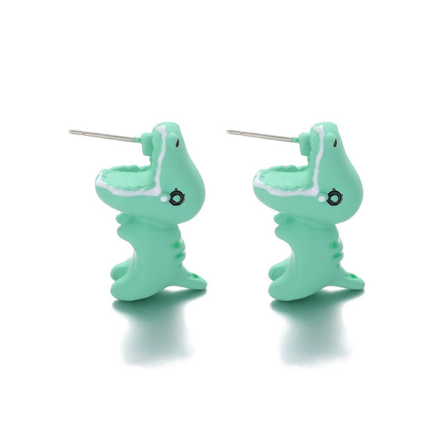 Cute Animal Cartoon Stud Earrings For Women Dinosaur Little Dog Whale Clay Bite Ear