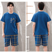 Trendyol Print Male Plaid Sleepwear Pajamas for Men Summer