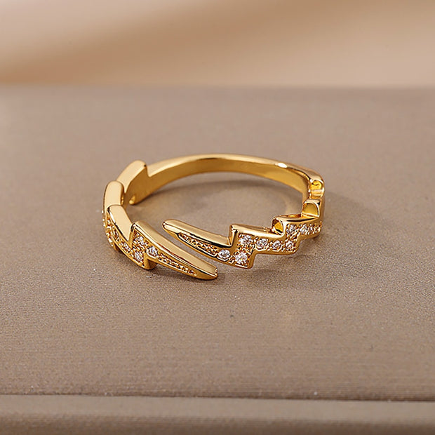 Lightning Rings For Women Stainless Steel Gold Color Finger Ring 2022