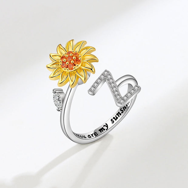 You Are My Sunshine Spinner Sunflowe Rings For Women Fidget Anti Stress