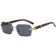 HBK Blue MIRROR Frameless Gold Metal Ladies Sunglasses