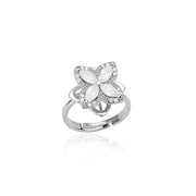 Zircon Double Heart Rings For Women Crystal Stainless Steel Heart Love Adjustable Ring