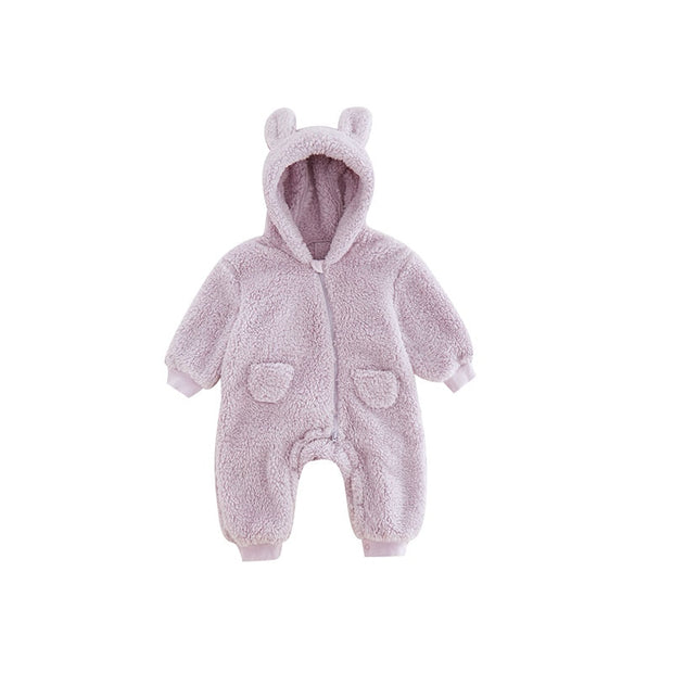0-2Y Newborn Baby Rompers Autumn Winter Warm Fleece Baby Boys Costume