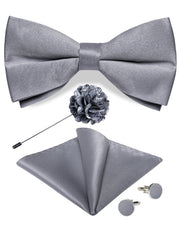 Wedding Bow Tie for Men Classic Red Pre-tied Bowtie Gift Set