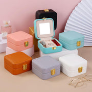 Protable Leather Jewelry Box Small Earrings Holder Ring Necklace Casket For Jewelry