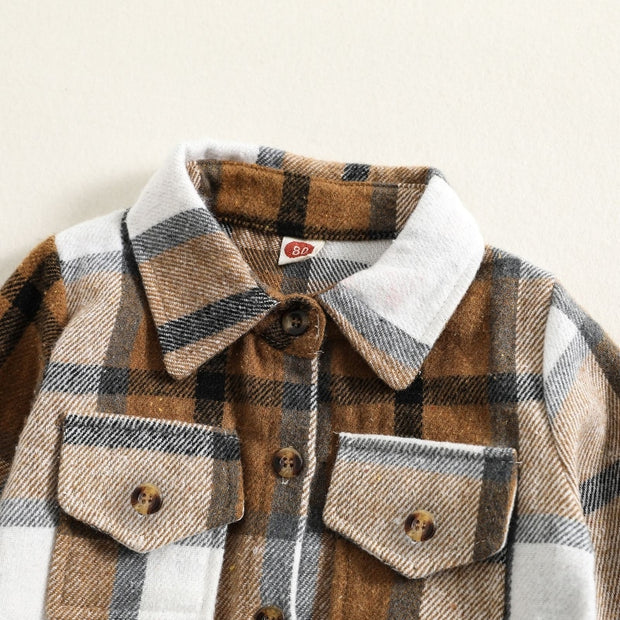 Shirt Jacket Little Kids Boy Girl Flannel Shacket Coat Tops 1-5 Years
