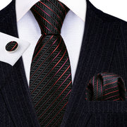 3PC Fashion Luxury Dark Floral 100% Silk Tie Gifts For Men Suit