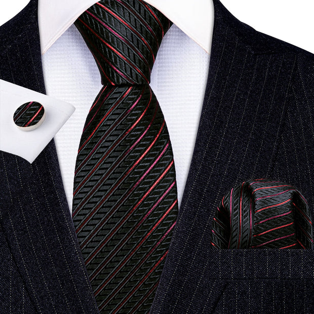 3PC Fashion Luxury Dark Floral 100% Silk Tie Gifts For Men Suit