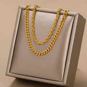 Cuban Chain Stackable Necklace For Men Trend Multilayer Box Chain Choker