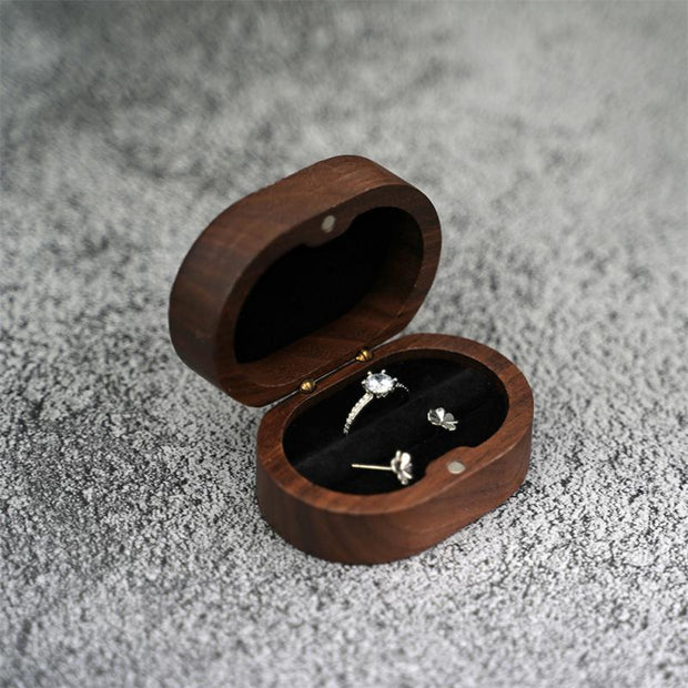 Retro Wedding Wooden Ring Box Necklace Ring Earrings Storage Box Wooden