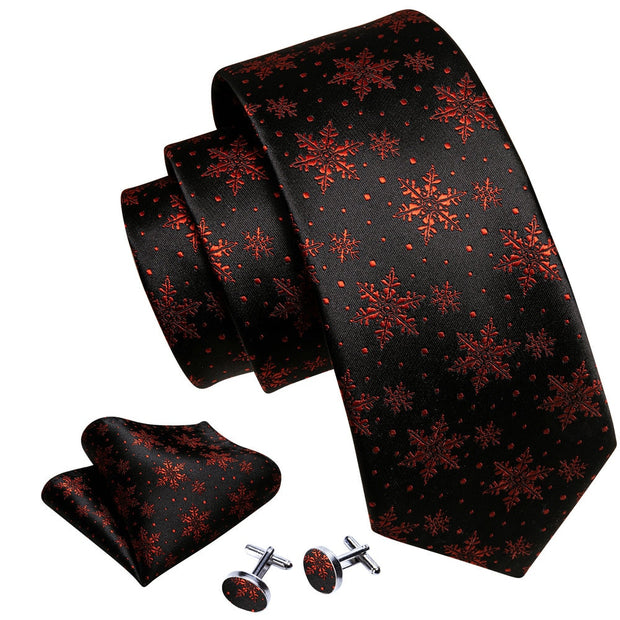 3PC Fashion Luxury Dark Floral 100% Silk Tie Gifts For Men Suit
