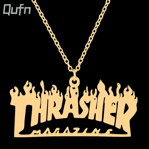 Trendy Street Hip Hop Letter Pendant Necklace High Quality Stainless steel