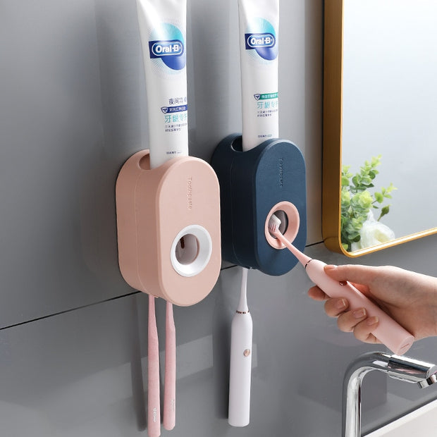 Adhesive Automatic Toothpaste Squeezer Set, Wall-mounted Toothpaste Holder