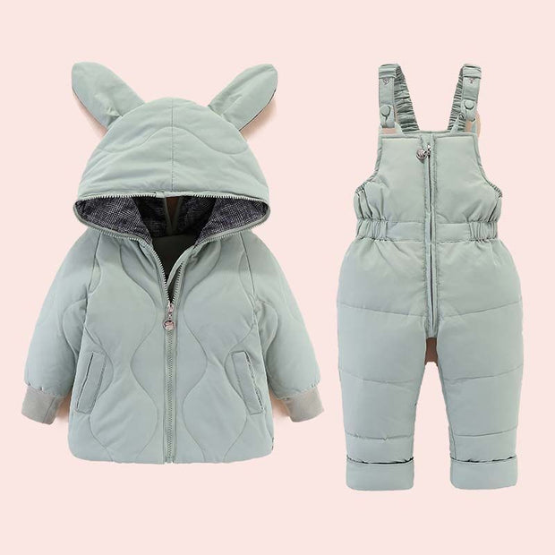 2pcs Set Baby Girl Winter Down Jacket and Jumpsuit for 0-4Year