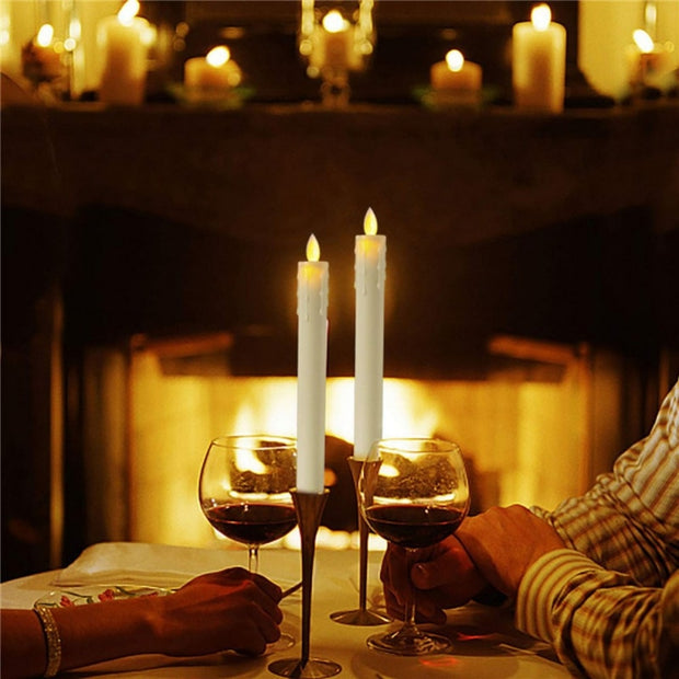 2pcs LED Candle Light Flameless Taper Candles Battery Operated Candlesticks