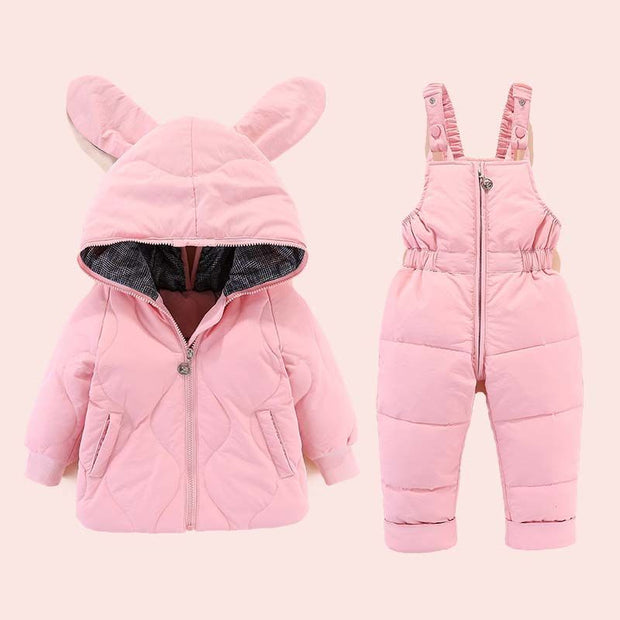 2pcs Set Baby Girl Winter Down Jacket and Jumpsuit for 0-4Year