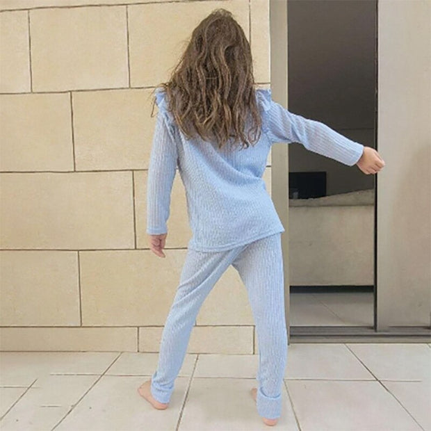 Autumn Kids Pajamas Set Baby Girls Cotton Imitation Knitting Sleepwear