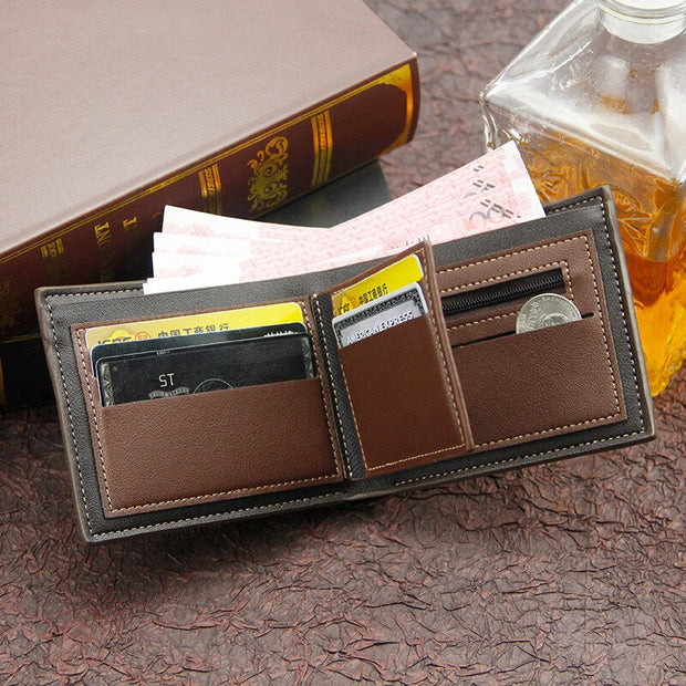 Letter Matte Large-capacity Short Retro Two-fold Multi-function Wallet