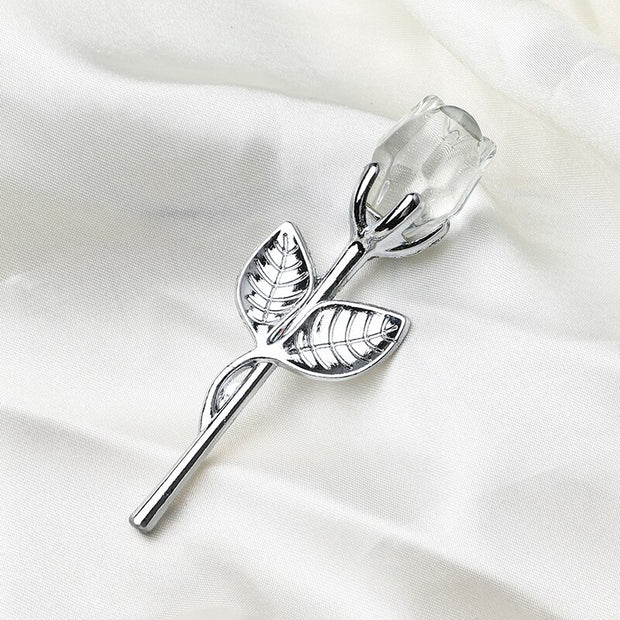 Valentines Day Gift Crystal Glass Rose Artificial Flower Valentines Day for Girlfriend