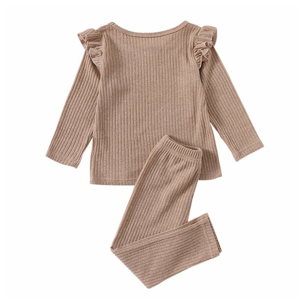 Autumn Kids Pajamas Set Baby Girls Cotton Imitation Knitting Sleepwear