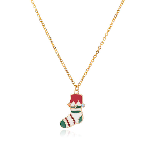 Zircon Christmas Tree Necklace For Women Chain Stainless Steel Necklace