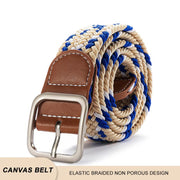 New Fashion Metal Pin Buckle Elastic Braided Stretch Belts Male