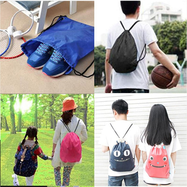 Portable Sports Gym Bag Nylon Drawstring Bags Belt Riding Backpack