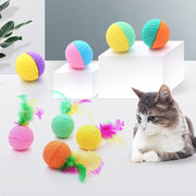 1PCS Pet Toys Latex Ball Cat Toy Foam Ball Feahter Kitten Playing Cats Ball Throwing Toy