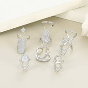 Fashion Inlaid Zircon Nail Rings For Women Gold Color Geometric Finger Ring