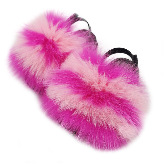 Toddler Fur Slides with Back Strap Kid Furry Stylish Slippers