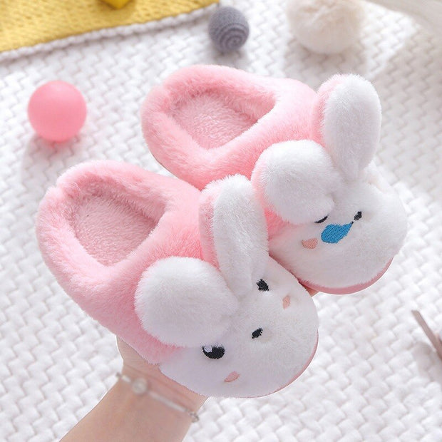 Cute Rabbit Soft Slippers For Kids Girl Winter Warm Cotton Children