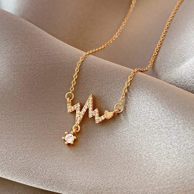 Classic Gold Color Titanium Steel Necklace For Women Jewelry Crystal Pearl Beads