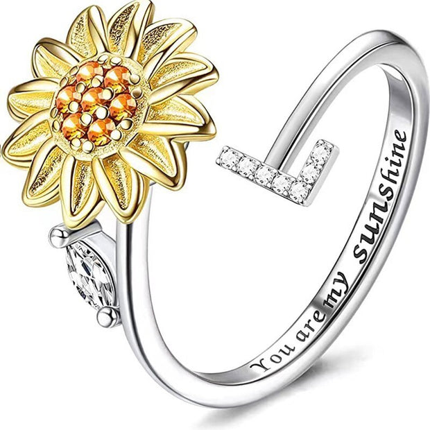 You Are My Sunshine Spinner Sunflowe Rings For Women Fidget Anti Stress