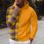 Men Women Hoodies Orange Plaid Patchwork Sweatshirts 3d Printed