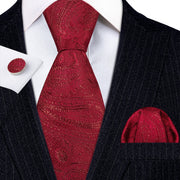3PC Fashion Luxury Dark Floral 100% Silk Tie Gifts For Men Suit