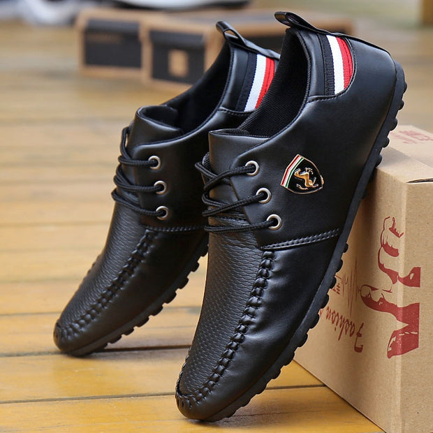 Mens Shoes White Black Breathable Brand Driving Autumn Male Flats