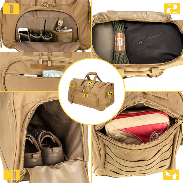 LQARMY 50L Gym Bag for Men Tactical Duffle Bag Military Travel Work Out Bags