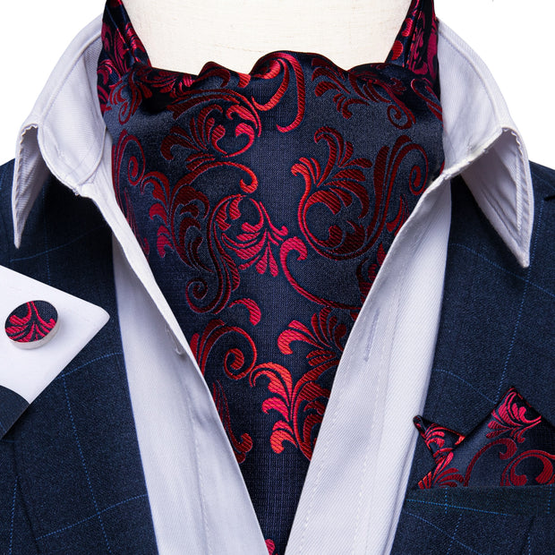 Luxury Men&#39;s Vintage Paisley Floral Formal Cravat Ascot Tie Self British Style
