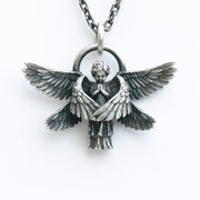 Classic Angel Pendant Necklace Handmade Seraphim Pray Pendant Long Chain Neck